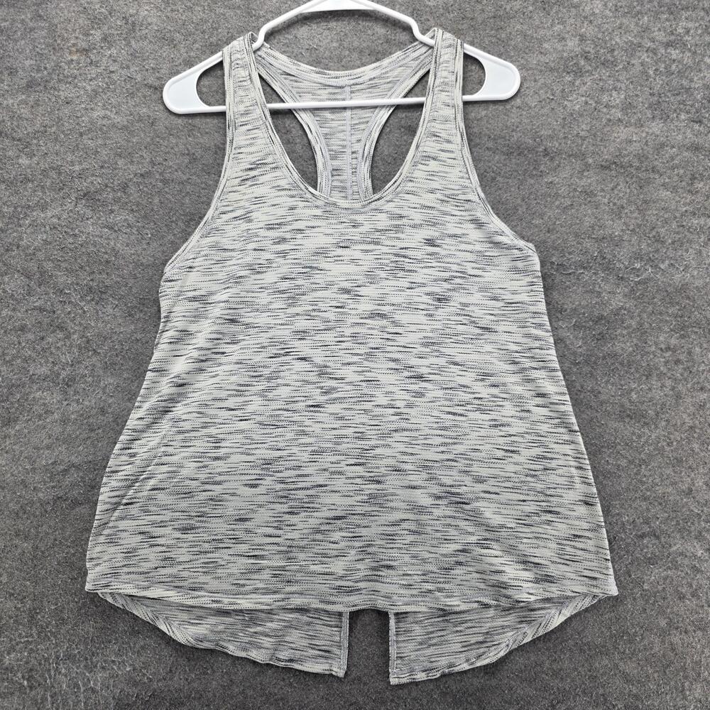 Lululemon Tank Womens S Gray Striped Scoop Neck Breathable Lightweight